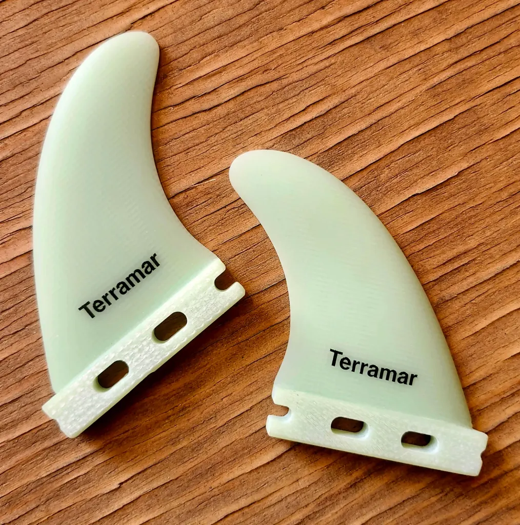 TERRAMAR SURFCO "MR" TWINZER SURFBOARD FINS ALL GLASS - Image 1