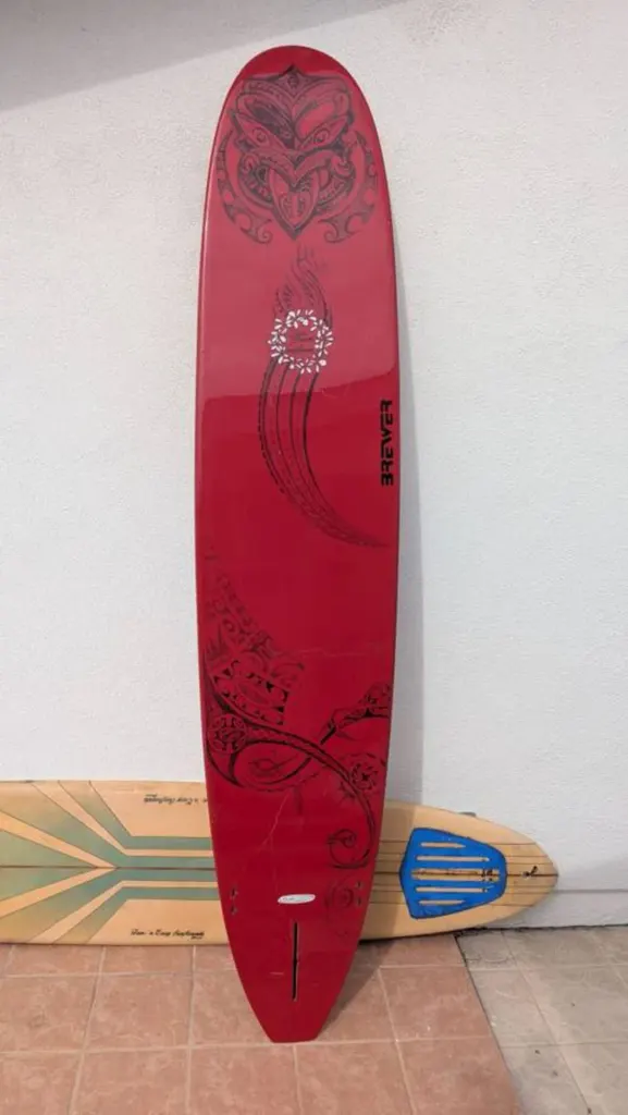 Red Longboard Surfboard Dick Brewer 9'6 Tuflite - Image 7