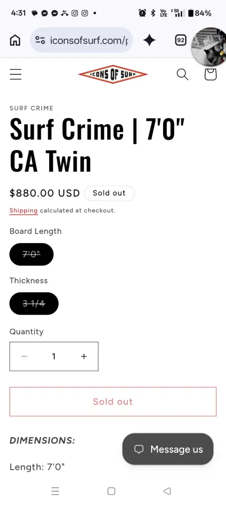 7'0 Crime CA Twin SoftTop - Image 10