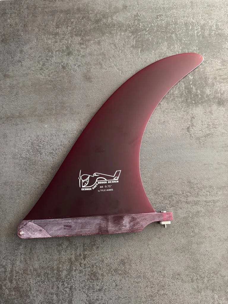 New True Ames Greenough 4A 9.75" Single Longboard Fin Red Tr - Image 1